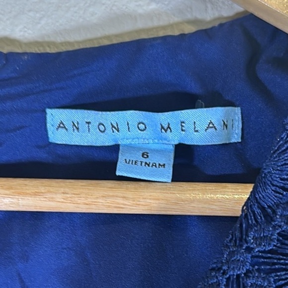 Antonio Milani Navy Blue Lace Sleeveless Midi Dress Women 6 Formal Party Wedding - Picture 11 of 13